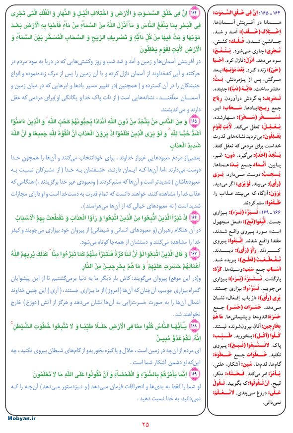 قرآن  بشیر با ترجمه و معنی بعضی از لغات صفحه 25