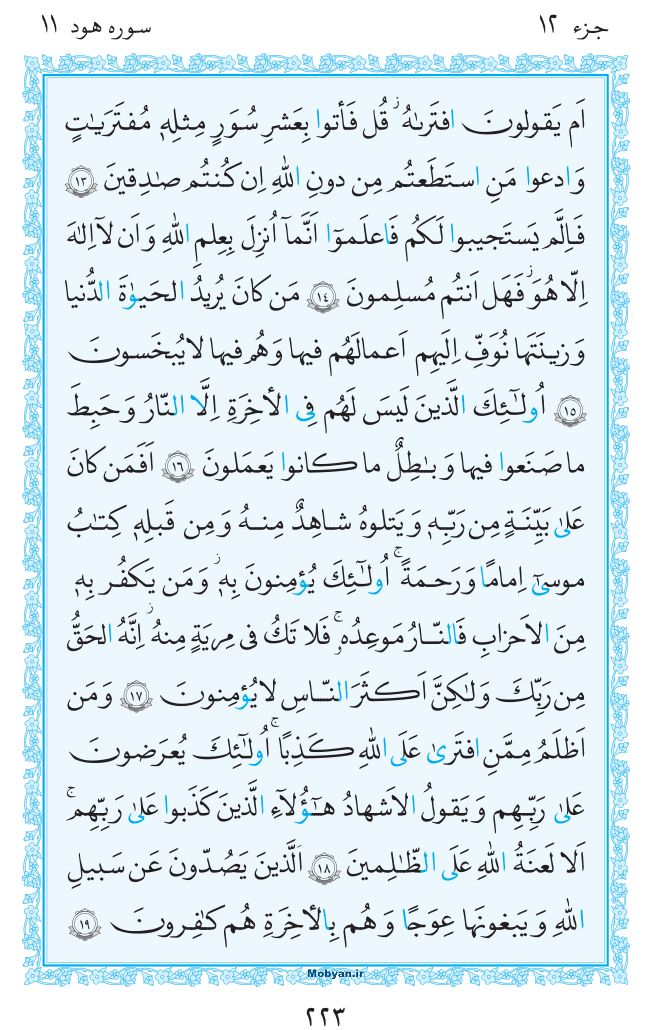 قرآن  مرکز طبع و نشر قرآن کریم صفحه 223